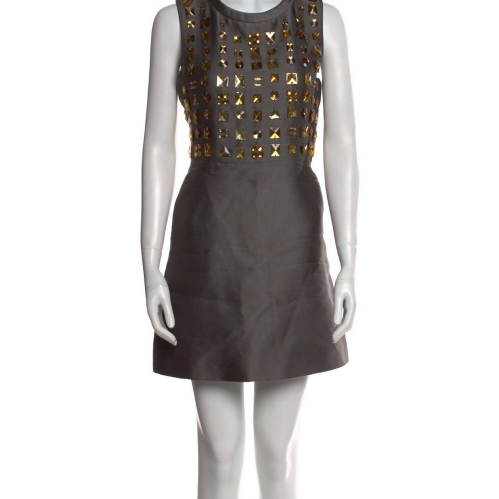 Chloe Runway Women's A-Line Dress with Gold Embellishment Applique